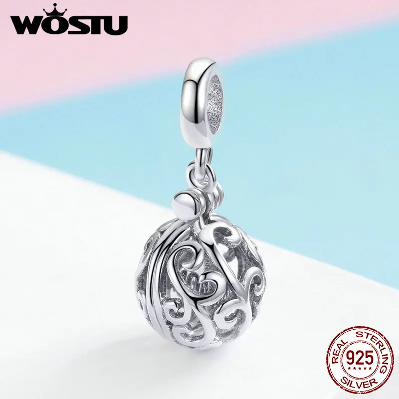 

WOSTU Genuine 100% 925 Sterling Silver Gratitude For Mom Charm Fit Bracelet & Necklace Pendant Unique Brand Jewelry Gift FIC1008