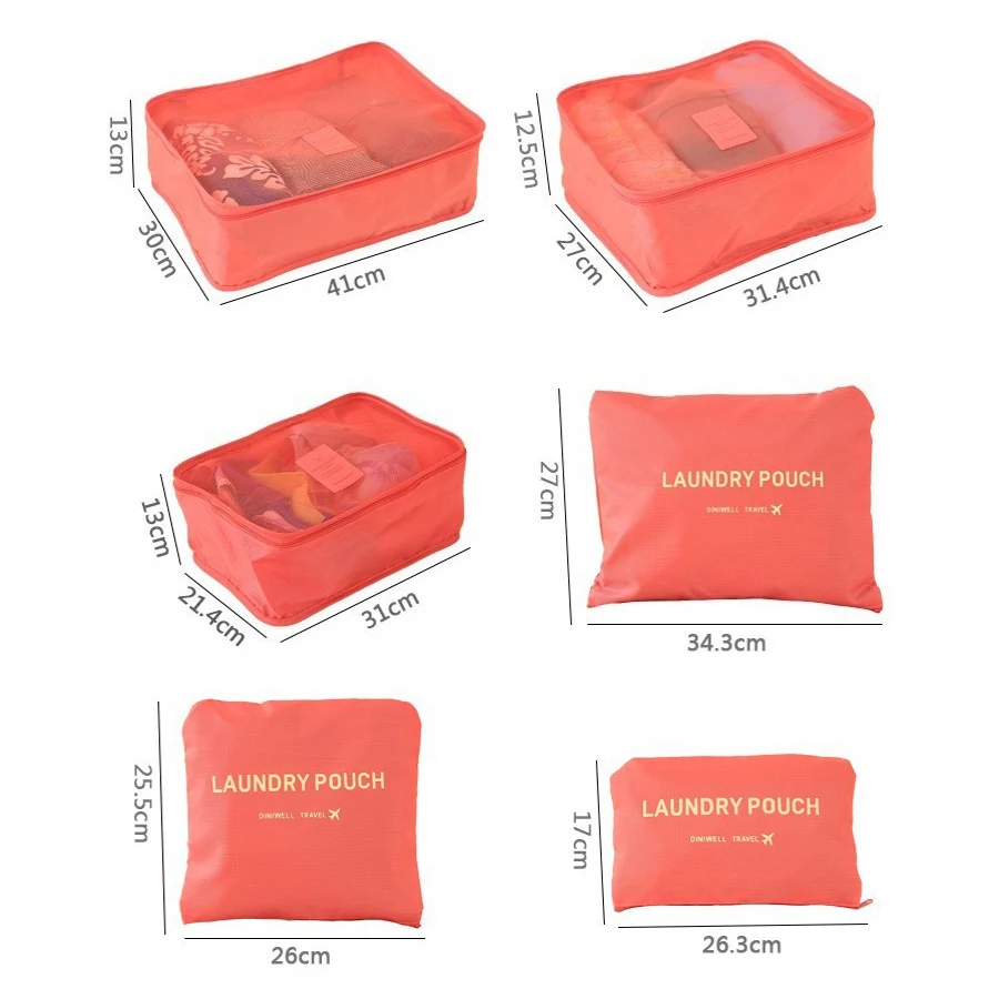 6 قطعة/المجموعة العلامة التجارية السفر حقيبة التخزين مجموعة للملابس مرتب منظم الحقيبة حقيبة المنزل خزانة مقسم الحاويات المنظم