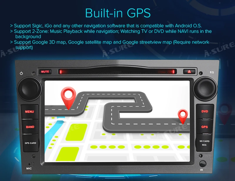 Top A-Sure 2 Din Android 8.1 Car Auto Radio GPS DVD Navigation For Vauxhall Opel Astra H G J Vectra Antara Zafira Corsa DAB 4G WIFI 25