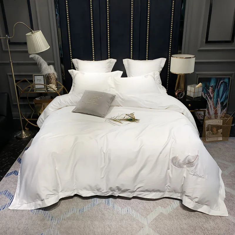 Special New Luxurious Hotels Series 600 TC 3 Pieces Embroidered Duvet Cover Set 100/% Organic Egyptian Cotton Queen Solid Embroidered