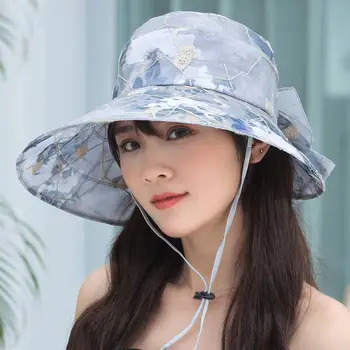 

Wide Brim Double Sided Flower Sun Hat Visor For Women Korean Folding Sunhat Large Lady Panama Cap UV Protection Beach Hats