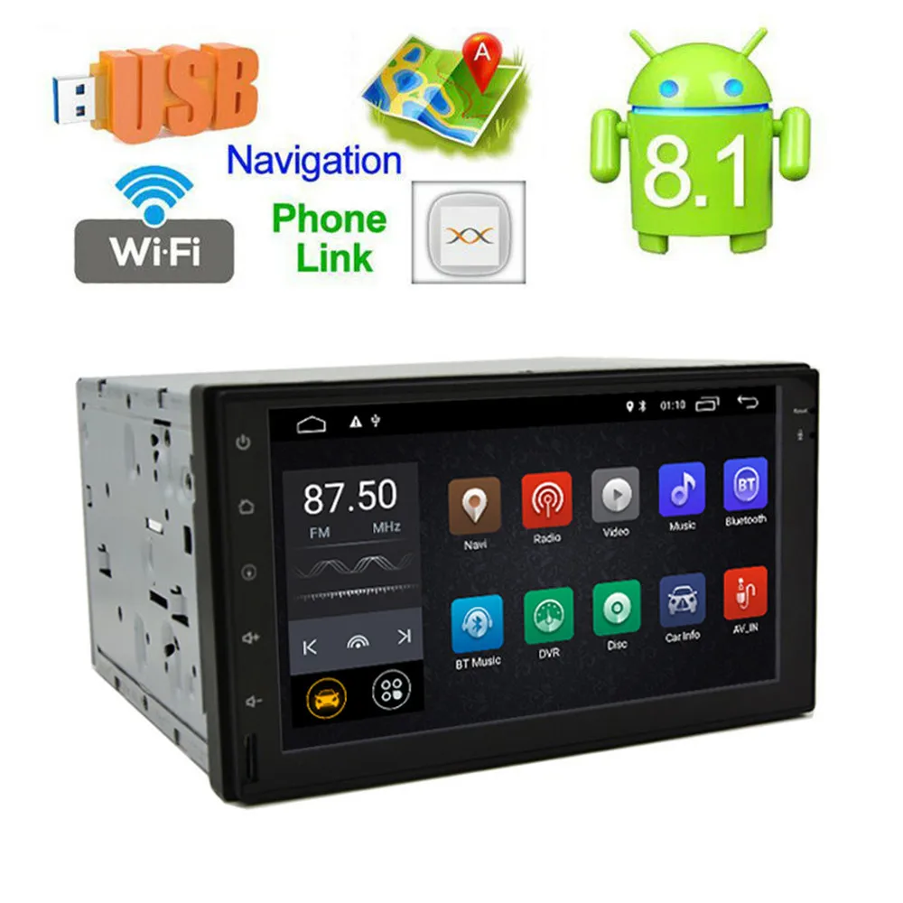 

Android 8.1 Double 2 Din Car No DVD Multimedia Player 7 Inch Quad Core Bluetooth Car Stereo Radio GPS Navigation Auto Music Play