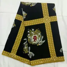 6 ярдов/партия прекрасный черный фон и печатных Птичье гнездо Африканский батик золотой воск ткань для одежды WH10-4