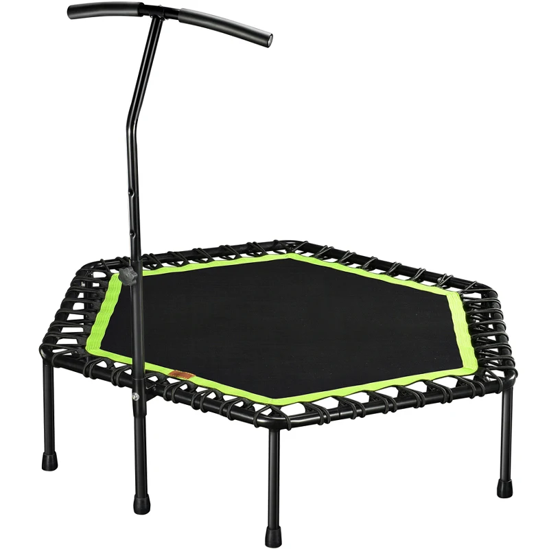 

48" Silent Mini Trampoline with Adjustable Handle Bar Fitness Trampoline Bungee Rebounder Jumping Cardio Trainer Workout