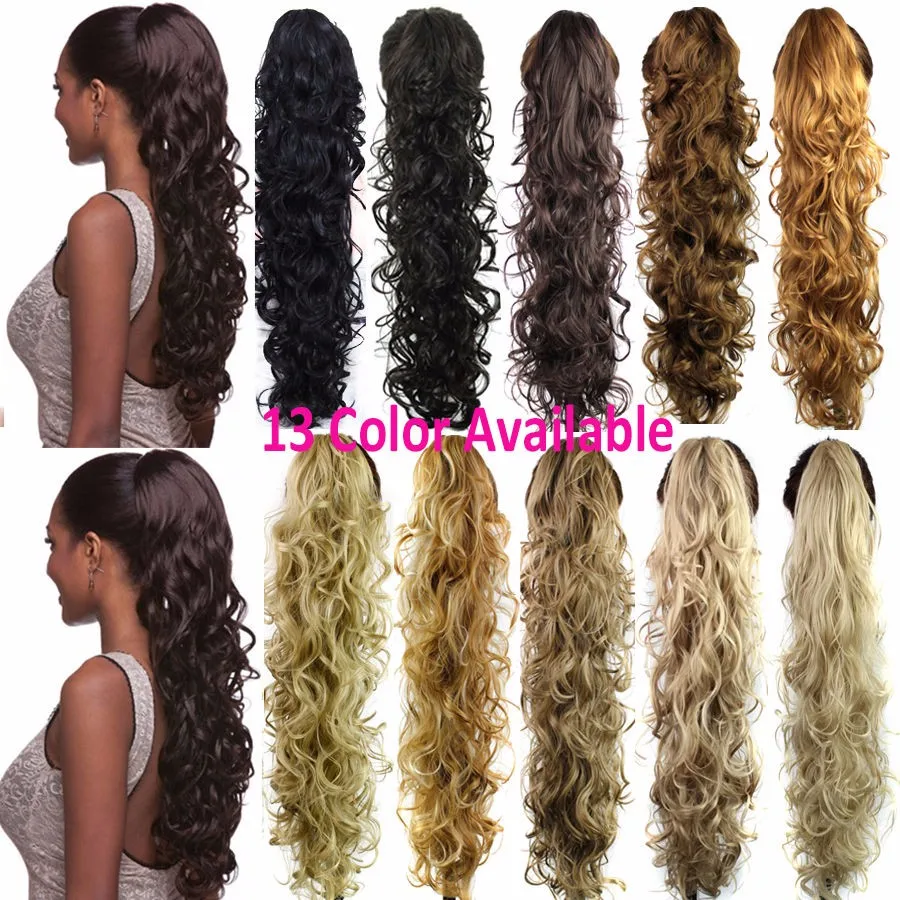 Tanie Deyngs 75cm długie kręcone kucyk 220g sztuczne syntetyczne warkocz pazur w koński ogon do przedłużania włosów naturalne fałszywe damskie Hairpiece