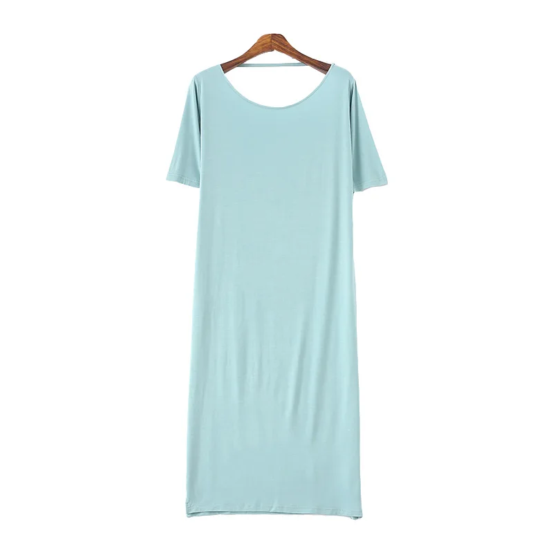 

Backless Sexy Women Nightdress Summer Modal Sleepwear Nightgown Loose Long Lingerie Robe Short Sleeve Nightwear Night Dress