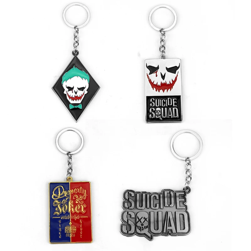 

dongsheng Suicide Squad Keychain New Key Rings For Gift Chaveiro Car Key Chain Jewelry Movie DC Comic Joker Key Holder Souvenir