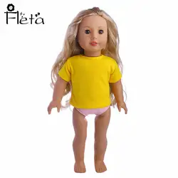 Fleat кукла Желтый Чистый Цвет Футболка для 18 дюймов американской куклы или 43 см кукла