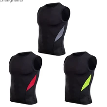 Мужские фитнес-жилеты для бега, однотонные черные и красные/зеленые/серые, облегающие Трикотажные изделия для баскетбола, быстросохнущая Спортивная футболка для спортзала