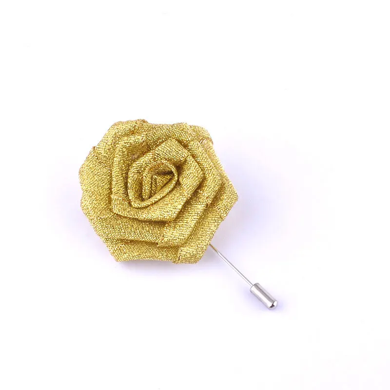 

Wedding Groom Groomsmen Boutonniere Handmade Silver Gold Ribbon Rose Party Prom Fashion Man Suit Buttonhole Brooch Pin Flower
