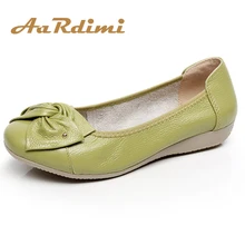 AARDIMI Plus Size 35 43 Genuine Leather Shoes Women Spring Loafers Flats Ballet Women Leisure Flat