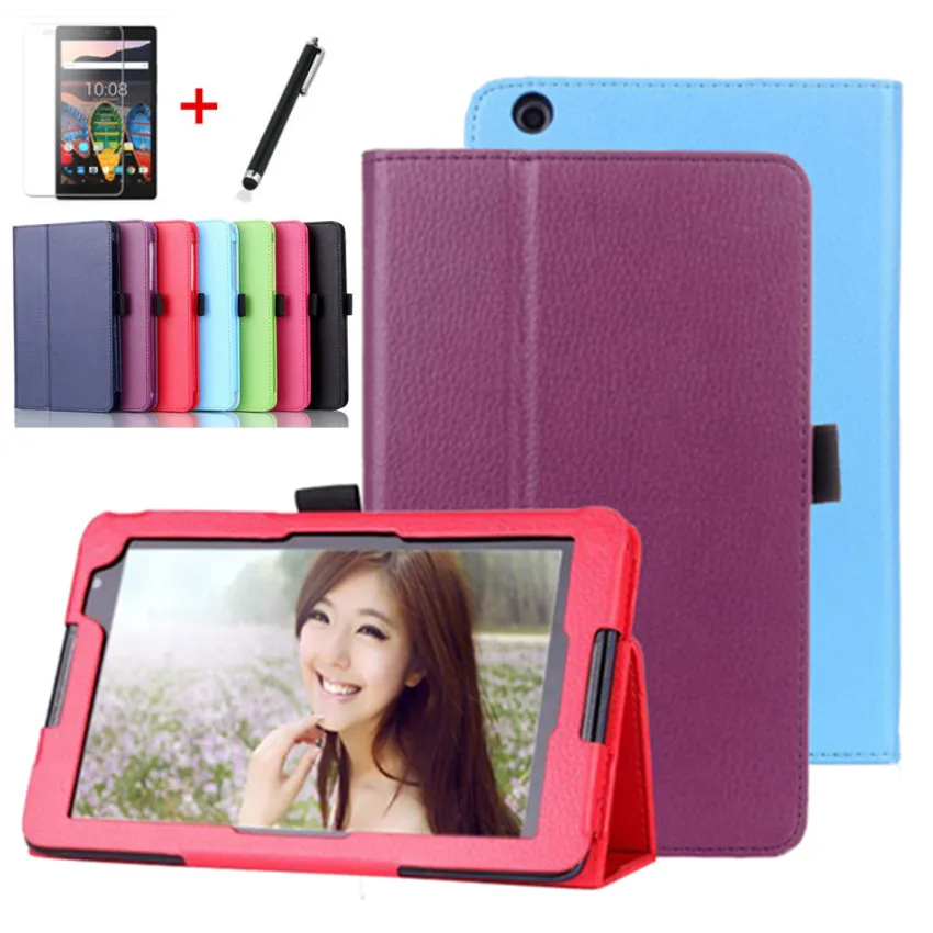 

Luxury Lichee Folio Book PU Leather stand Colorful Case smart cover For Lenovo tab a8 A5500 A8-50 a5500-h a5500-f Tablet PC+gift