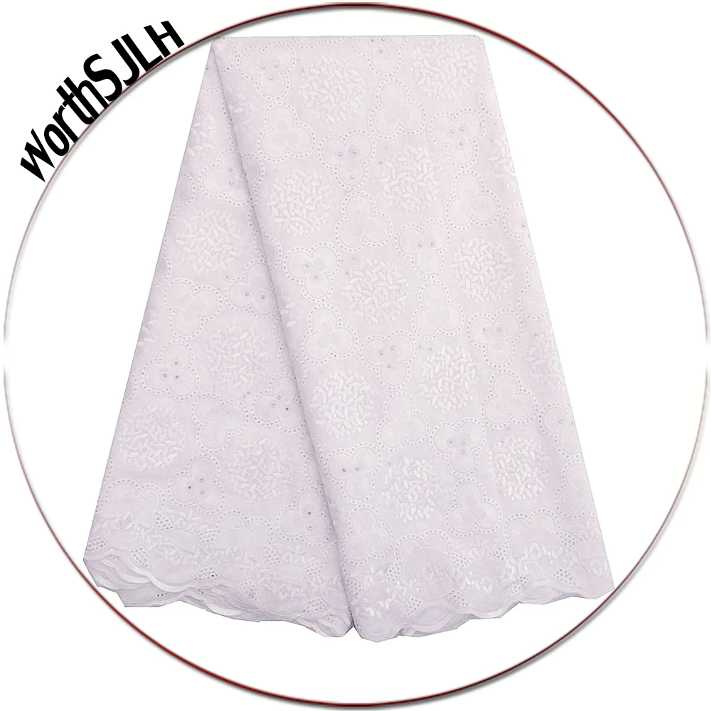 

WorthSJLH White African Cotton Swiss Voile Lace Fabric High Quality Purple Dry African Swiss Voile Lace In Switzerland 2018