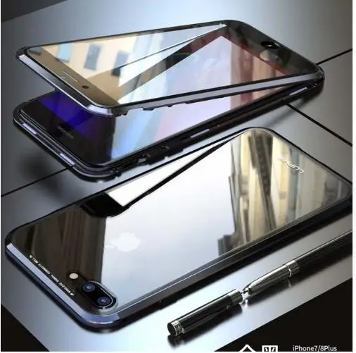 Luphie ультра тонкий авиационный алюминиевый бампер для iPhone 7 8 CNC призматическая форма рамка металлическая кнопка Крышка для iPhone7 plus бампер - Цвет: 360 black