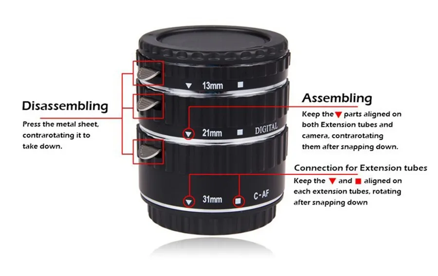 Металлическая макроудлинительная Автоматическая труба для Kenko Canon EF-S объектив 1300D 1200D 1100D 60D 70D 550D 600D 6D 7D T5i T4i