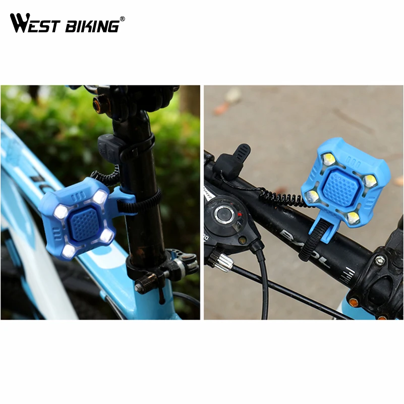 WEST BIKING 2 в 1 велосипедный звуковой сигнал 140 дБ 5 звуков водонепроницаемый