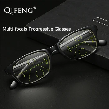 

QIFENG Multi-focus Progressive Reading Glasses Men Women Unisex Diopter Presbyopic TR90 Eyeglasses +1.0+1.5+2.0+2.5+3.0 QF210