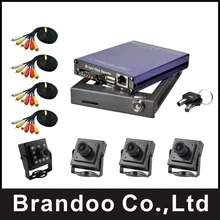 DIY 4 CHANNEL D1 MOBILE DVR KIT,EASYSTORAGE,4 cameras and cables, DIY installation, used for bus,taxi,truck,from Brandoo