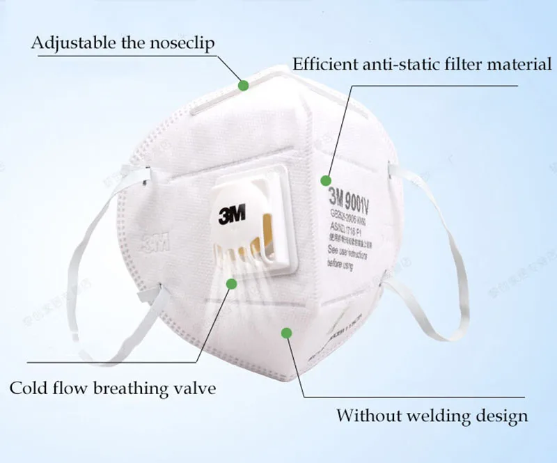 3 м 9001 в респираторная Пылезащитная маска с дыхательным клапаном Респиратор маска против пыли частицы волокна Респиратор маска