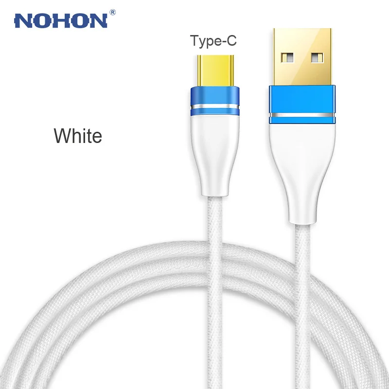 NOHON 3 в 1 USB кабель позолоченный USB кабель для зарядного устройства для iPhone 8 7 6 6S Plus iOS 10 9 8 type C Micro USB-C кабели для телефонов Android - Цвет: For Type-C White