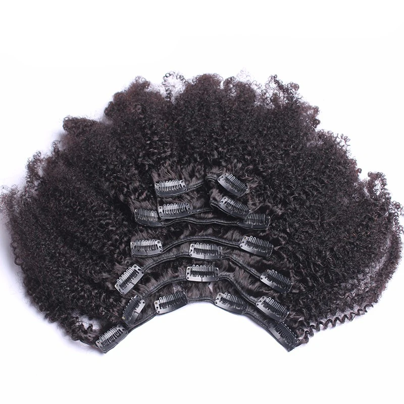 

Clip In Human Hair Extensions 4B 4C Mongolian Afro Kinky Curly Remy Hair Clip Ins 120g/Set 7pcs You May