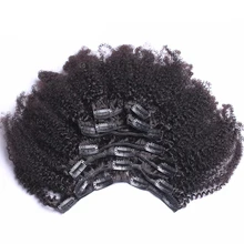 Clip In Human Hair Extensions 4B 4C Mongolian Afro Kinky Curly Remy Hair Clip Ins 120g