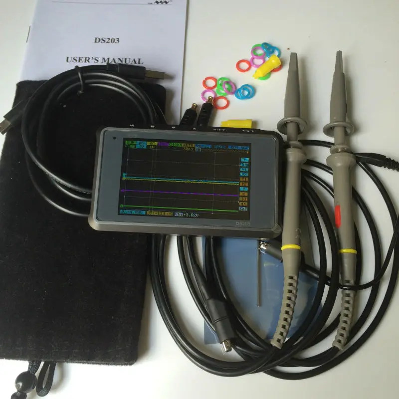 Mini DSO203 DS203 digital Oscilloscope ARM Nano portable 8MHz bandwidth 4 Channels arm Cortex M3 CPU
