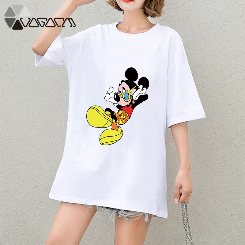 

Women Summer Mickey Mouse Tops Harajuku Tee Short Sleeve Black Clothes Fashion Loose Cartoon Plus Size T Shirts Casual Tshirt