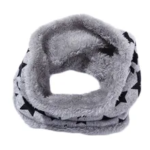 Детский шарф со звездами для мальчиков и девочек, осенне-зимние детские вязаные плюшевые шарфы с круглым вырезом, теплый детский шейный платок