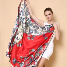 2016 winter high quality 100% real silk satin Scarf Shawl wrap women female fashion big square Scarves cashew pattern 105x105CM