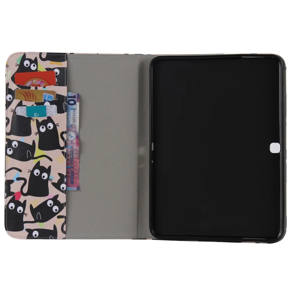 Cute Cartoon Flower Card Slot Stand Flip PU Leather Coque Case sFor Samsung Galaxy Tab 4 10.1