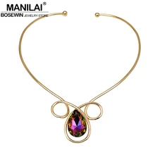 MANILAI, сплав, Bib Torques, чокеры, ожерелье s, для женщин, блестящее, большой кристалл, массивное ожерелье, свадебное, ювелирное изделие для невесты