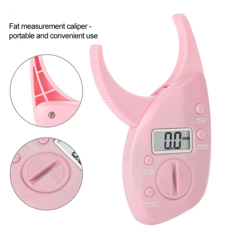 pçs rosa eletrônico corpo gordura caliper monitores analisador digital skinfold medição tester caliper teste muscular condição de gordura