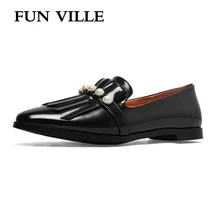 Забавная коллекция года, новые модные женские туфли на плоской подошве из лакированной кожи, женская повседневная обувь квадратный каблук 1 см, круглый носок, шнуровка, размер 34-43