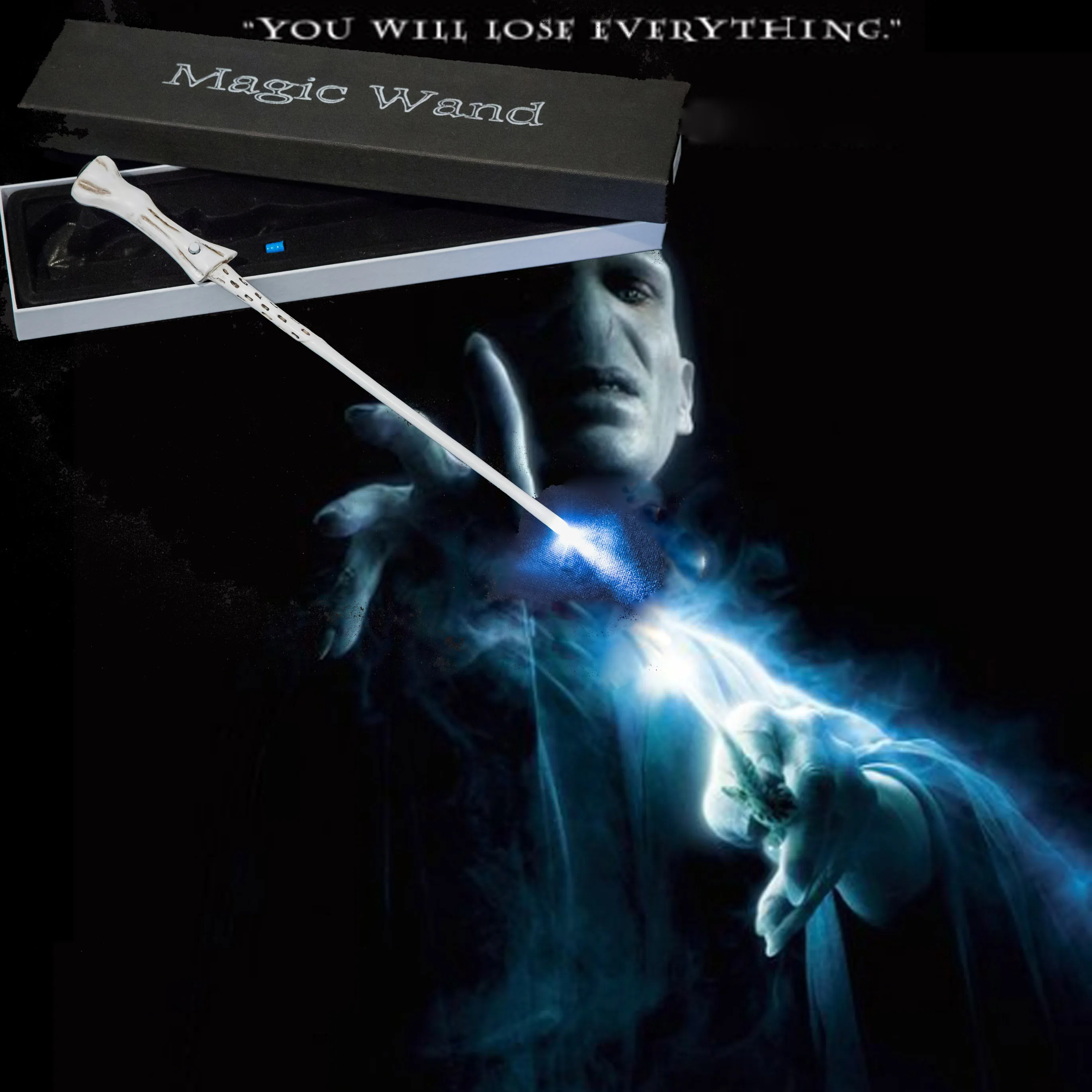 

Action HP Harri Wands Toys 36 CM Glowing Metal Magic Wand Hogwart Popular Gifts With Gift Box Cosplay Real Magic Effects Kid Toy