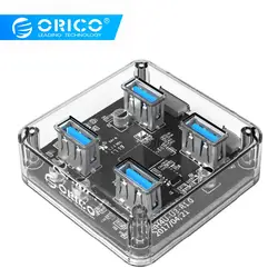 ORICO прозрачный концентратор USB 4 USB3.0 Порты 5 Гбит многопортовый usb-адаптер хаб для портативных ПК компьютер с кабелем для передачи данных