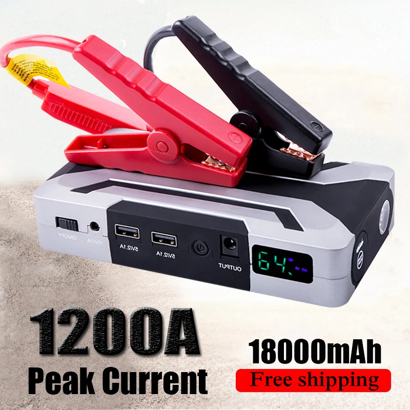 

JKCOVER Car booster 1200A 12V Auto Jumper Engine Power Bank Starting Up Petrol 8.0L Diesel 6.0L Car Battery Jump Starter