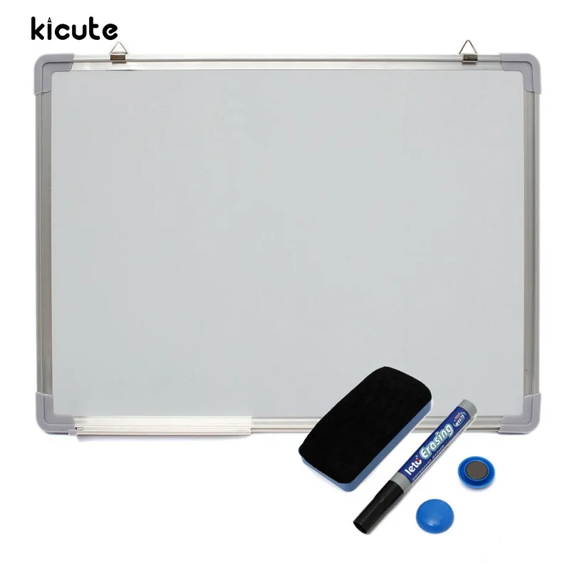 Kicute 600x450MM Magnetic Dry Erase Whiteboard Writing Board Double Side With Pen Erase Magnets Buttons For Office School