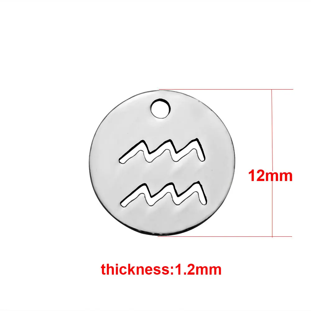 Fnixtar никогда не выцветает 12 мм круглый диск целые 12 кулоны со знаками Зодиака DIY 12 Созвездие Подвески для изготовления ювелирных изделий 12 шт./лот