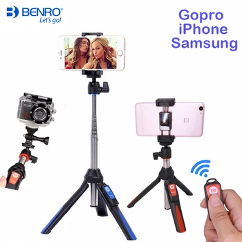 

Benro Bluetooth Selfie Stick Tripod Extendable Self-portrait Monopod tripod for iPhone XS Samsung Huawei P20 Pro Gopro 7 6