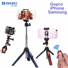 Benro Wireless Bluetooth Selfie Stick Tripod Extendable Self portrait Monopod tripod for iPhone X Samsung Gopro