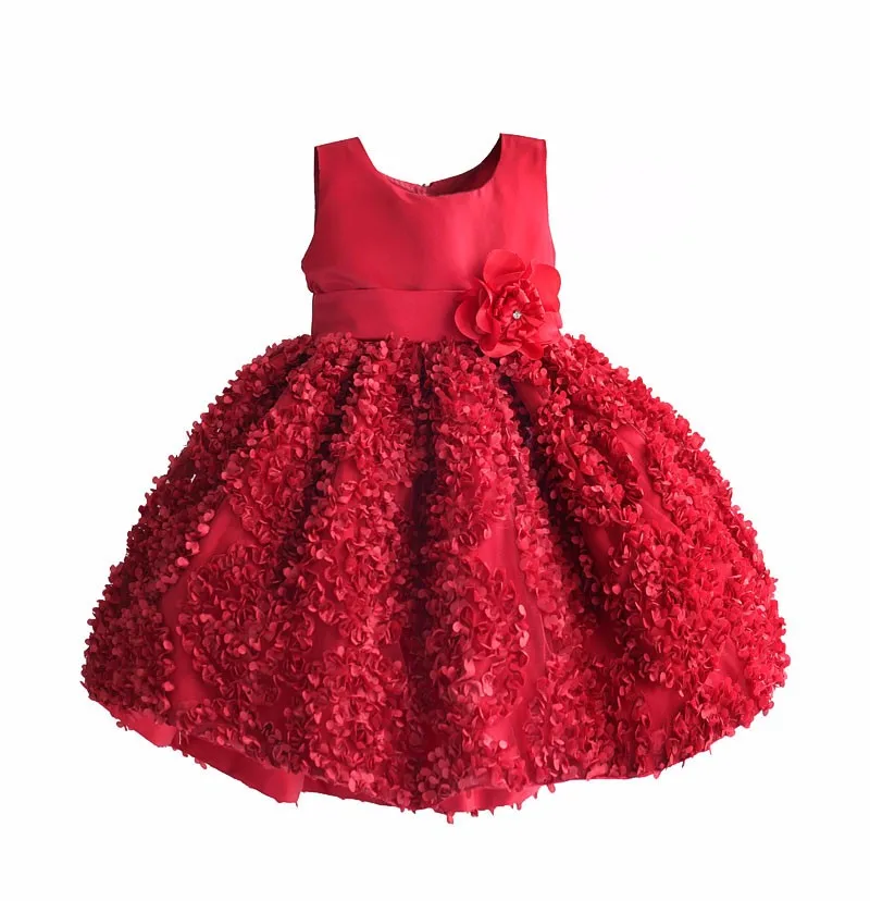 new 3d flower girls party dress sleeveless solid red girls christmas dresses - Girl Christmas Dresses new 3d flower girls party dress sleeveless solid red girls christmas dresses - Girl Christmas Dresses