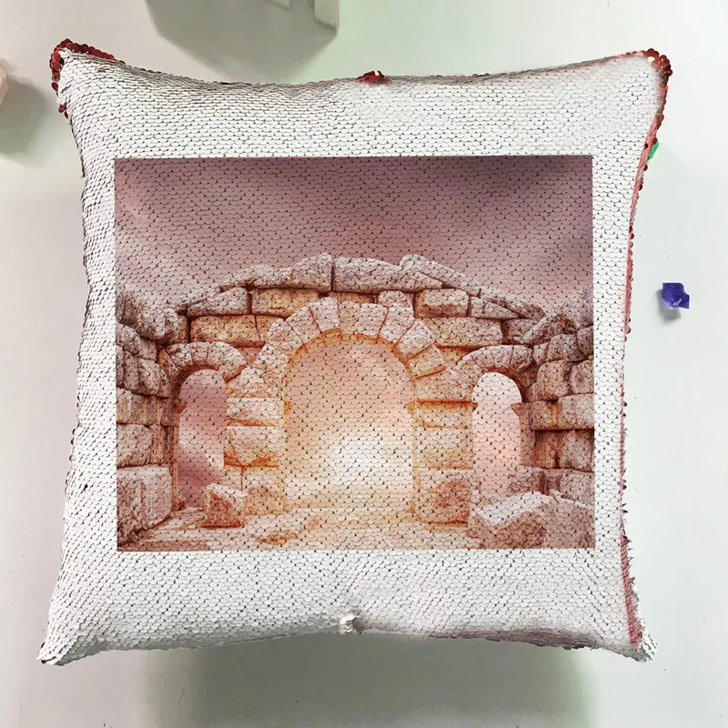 Modern Cushion Silver Square Pillow Custom Reversible Sequin Glitter Europe Architectural Style Pillowcase Cushion Cover J037 (4)