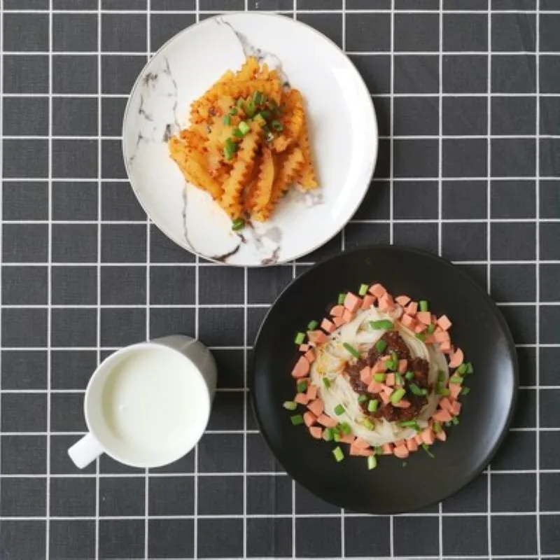 Современный простой стиль мраморные плиты керамический столовый сервиз Золотая инкрустация фарфоровая десертная тарелка