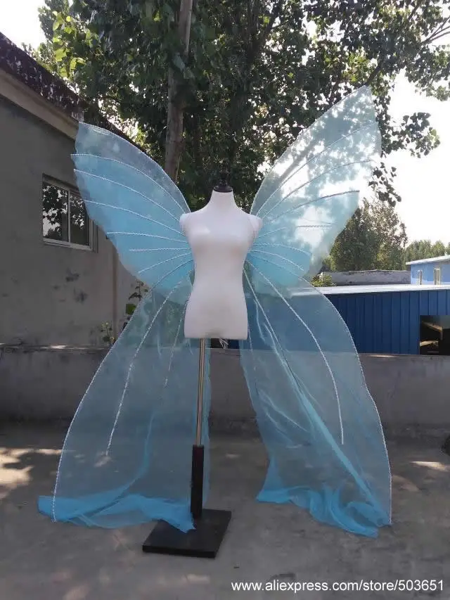 Ручная работа красивые крылья бабочки Большая голубая фея ангел с крыльями модный показ Креативные украшения реквизит EMS