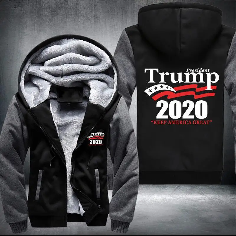 Drop shipping President Trump keep america great Man's Design Male Jacket Thicken Fleece US Size