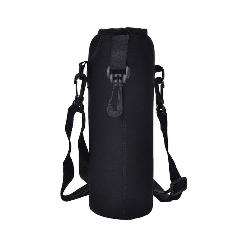 

1000ML Black Water Bottle Cover Bag Pouch w/Strap Neoprene Water Bottle Carrier Insulated Bag Pouch Holder Shoulder Strap Hot