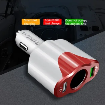 

12V-24V Car Charger USB Cigarette Lighter Charge QC 3.0 2 USB Socket Adapter For Auto Splitter Quick Charger Goods Accessories