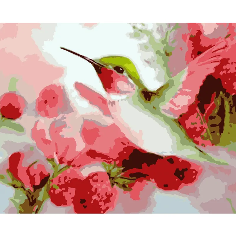 Картина по номерам DIY Прямая поставка 40x50 50x65 см красные фрукты Колибри животное