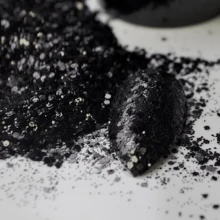 Классический черный смешанный размер, блестящий порошковый лист для ногтей, великолепные ногти, художественные блестки, пылевые украшения для ногтей 287